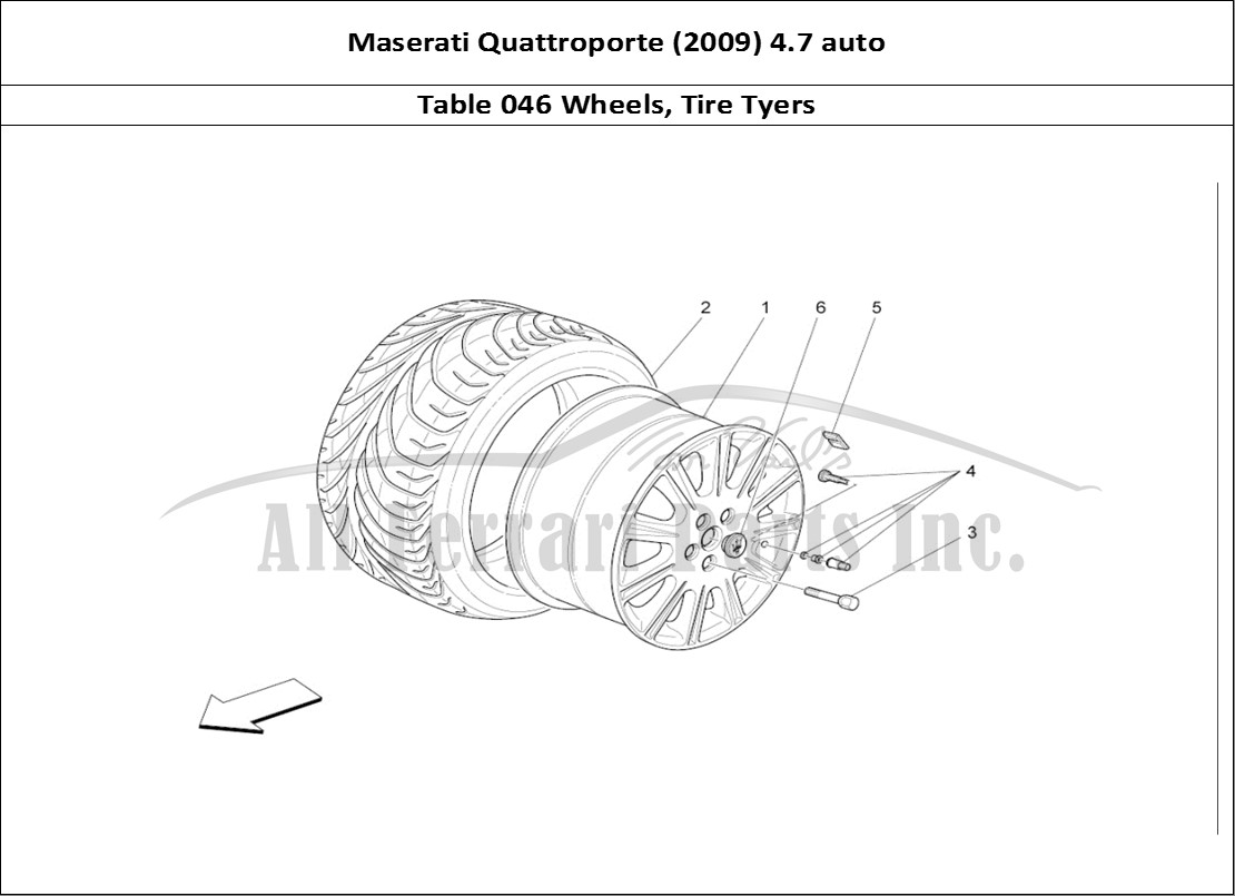 Ferrari Parts Maserati QTP. (2009) 4.7 auto Page 046 Wheels And Tyres