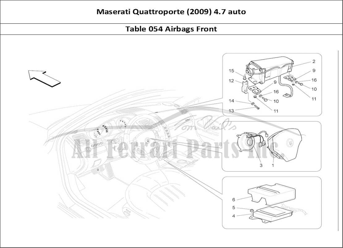 Ferrari Parts Maserati QTP. (2009) 4.7 auto Page 054 Front Airbag System