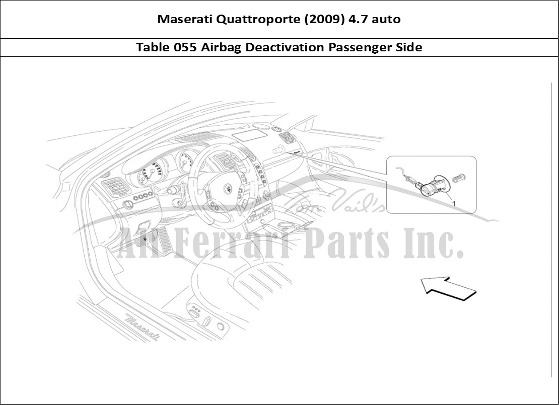 Ferrari Parts Maserati QTP. (2009) 4.7 auto Page 055 Passenger's Airbag-deact