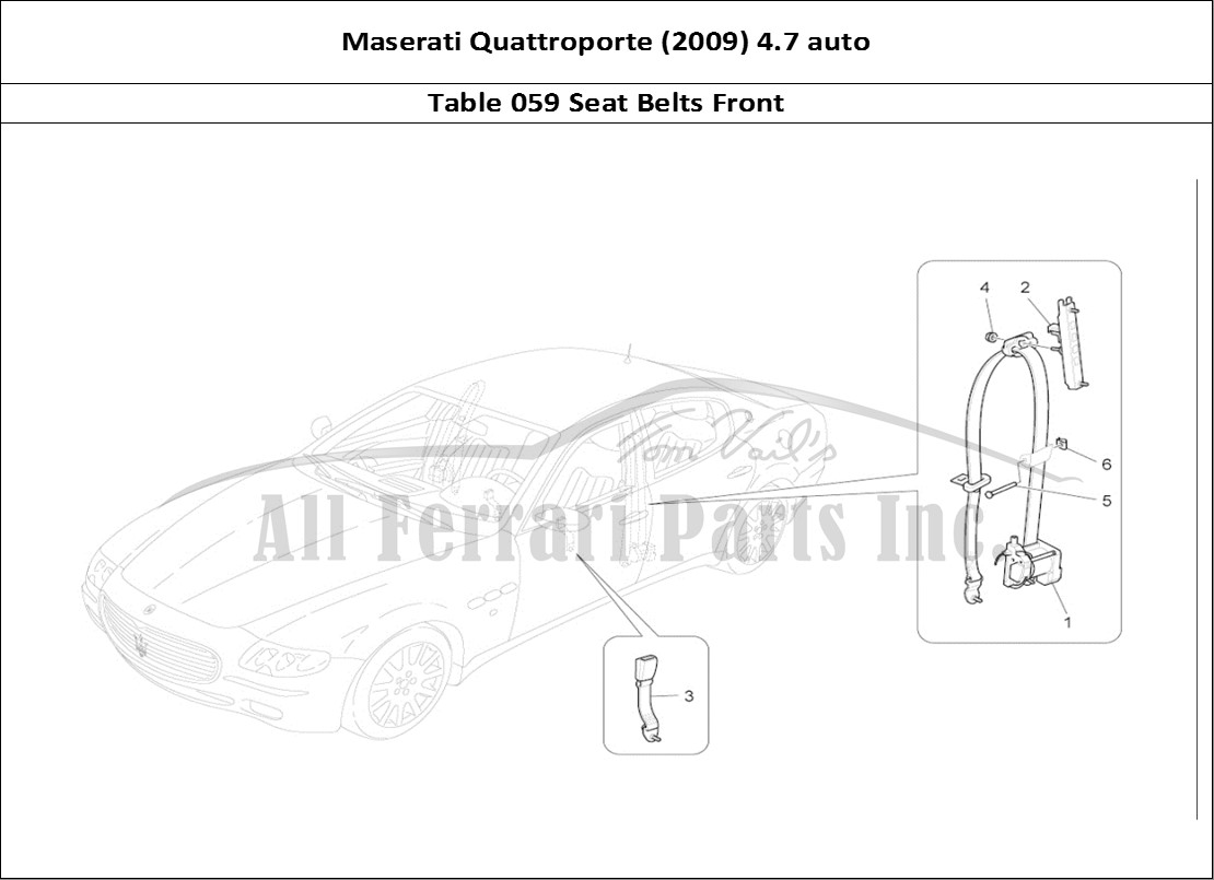 Ferrari Parts Maserati QTP. (2009) 4.7 auto Page 059 Front Seatbelts
