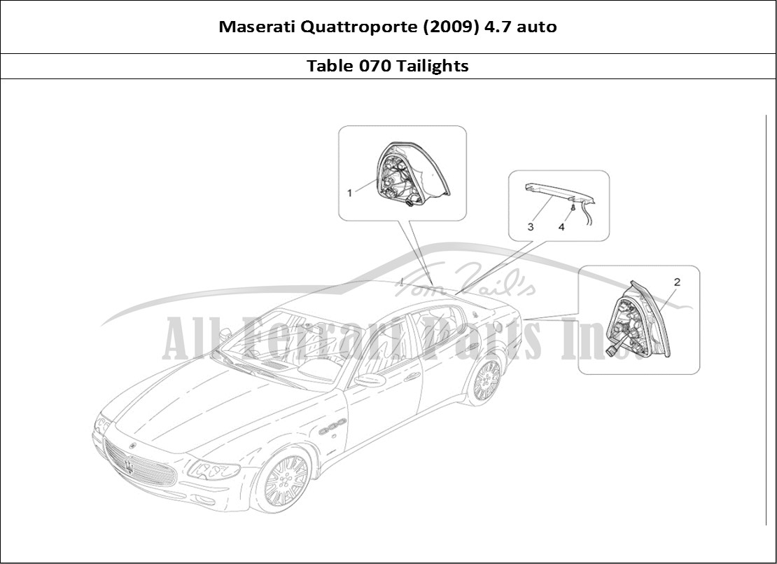 Ferrari Parts Maserati QTP. (2009) 4.7 auto Page 070 Taillight Clusters