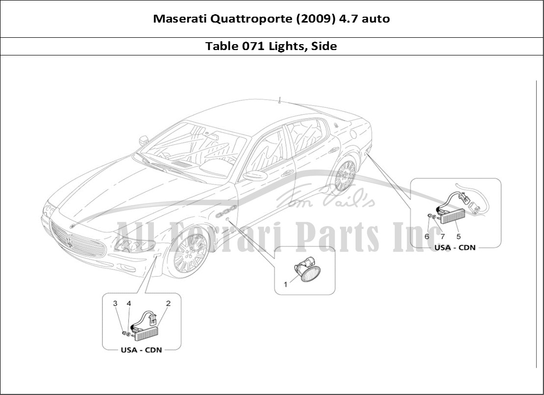 Ferrari Parts Maserati QTP. (2009) 4.7 auto Page 071 Side Light Clusters