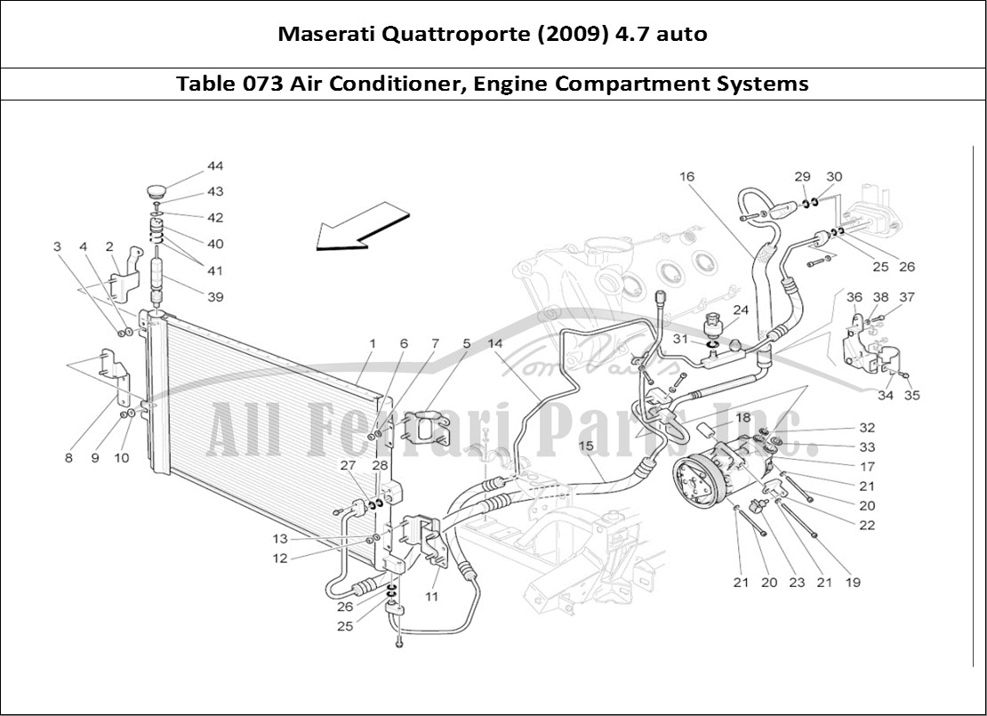 Ferrari Parts Maserati QTP. (2009) 4.7 auto Page 073 A/c Unit: Engine Compart