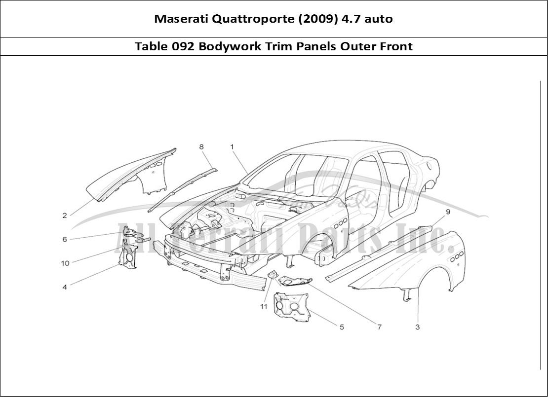 Ferrari Parts Maserati QTP. (2009) 4.7 auto Page 092 Bodywork And Front Outer