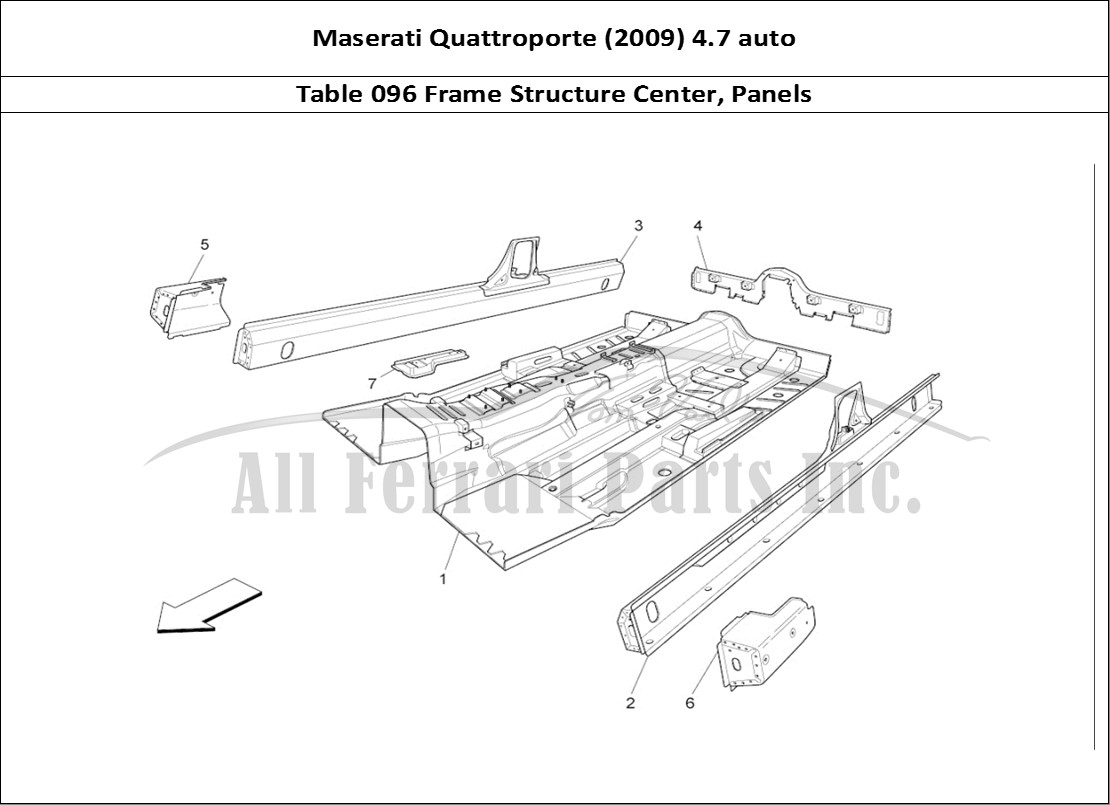Ferrari Parts Maserati QTP. (2009) 4.7 auto Page 096 Central Structural Frame