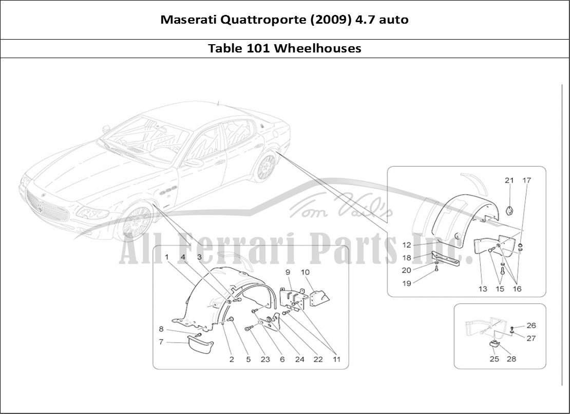 Ferrari Parts Maserati QTP. (2009) 4.7 auto Page 101 Wheelhouse And Lids