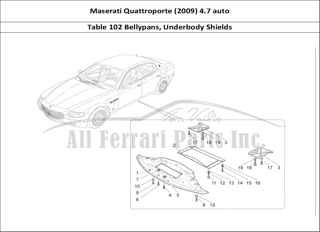 Ferrari Parts Maserati QTP. (2009) 4.7 auto Page 102 Underbody And Underfloor