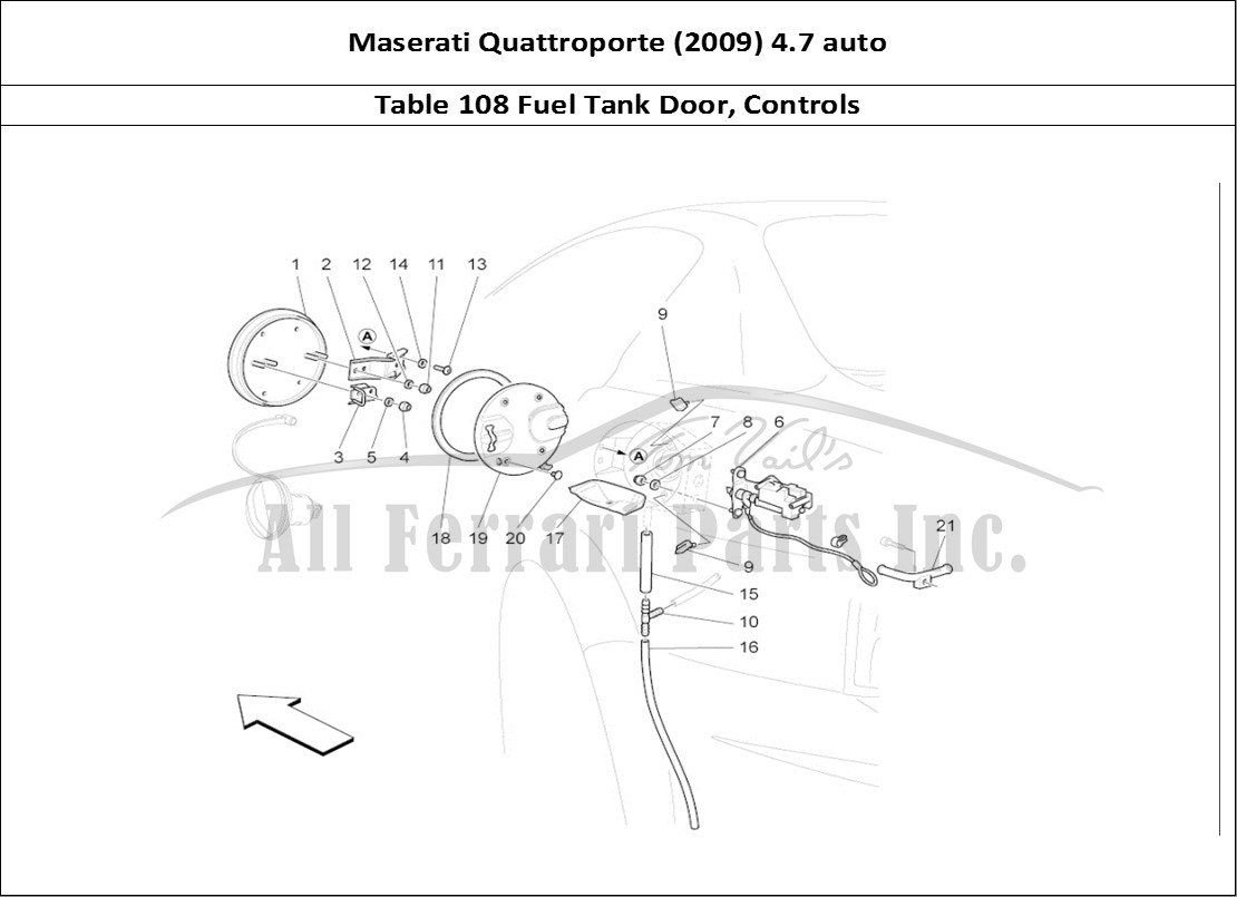 Ferrari Parts Maserati QTP. (2009) 4.7 auto Page 108 Fuel Tank Door And Contr