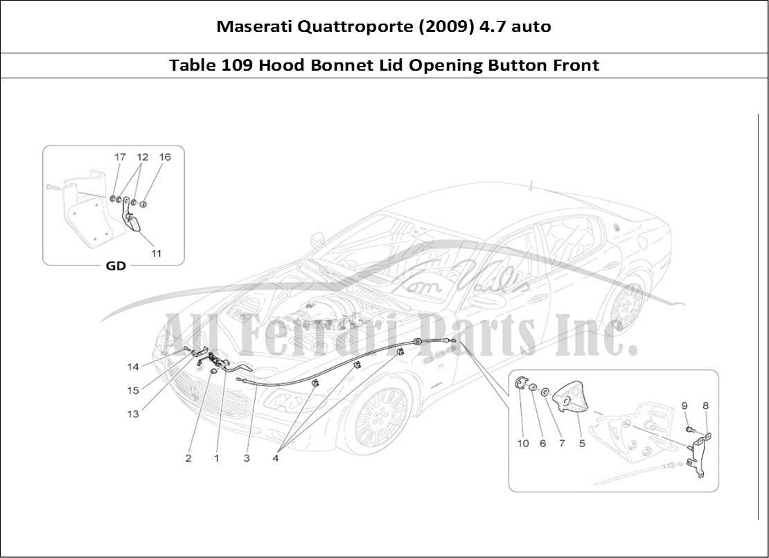 Ferrari Parts Maserati QTP. (2009) 4.7 auto Page 109 Front Lid Opening Button