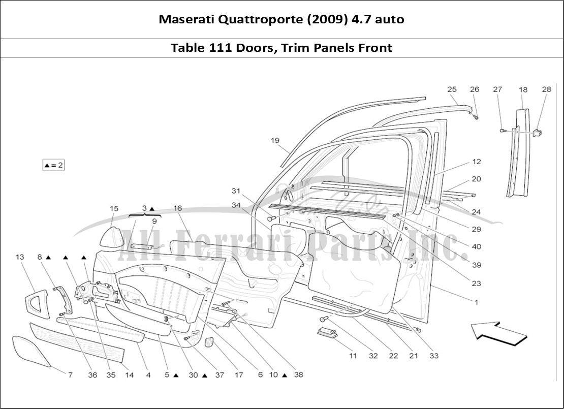 Ferrari Parts Maserati QTP. (2009) 4.7 auto Page 111 Front Doors: Trim Panels