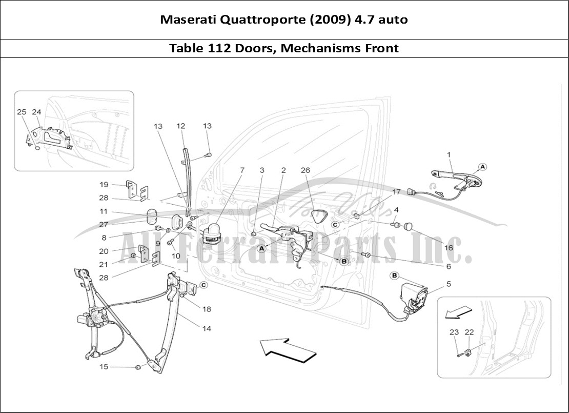 Ferrari Parts Maserati QTP. (2009) 4.7 auto Page 112 Front Doors: Mechanisms