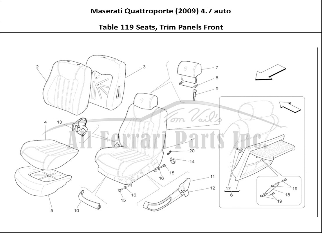 Ferrari Parts Maserati QTP. (2009) 4.7 auto Page 118 Front Seats: Trim Panels