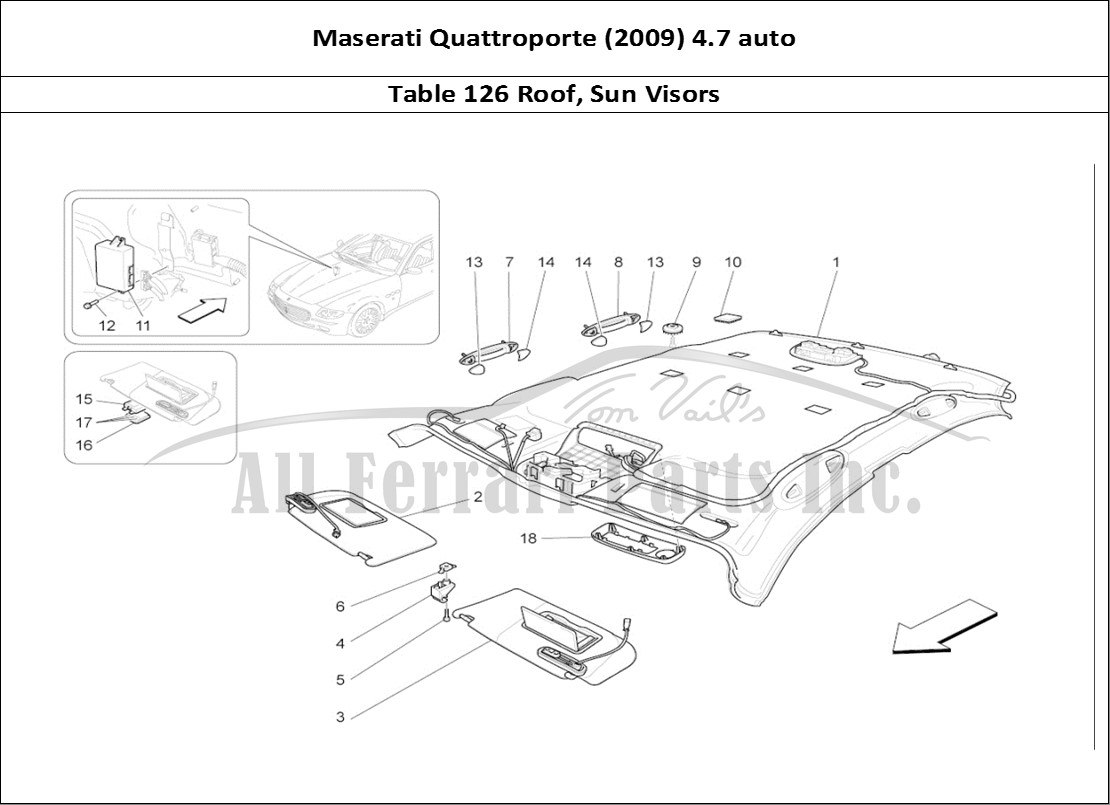 Ferrari Parts Maserati QTP. (2009) 4.7 auto Page 126 Roof And Sun Visors