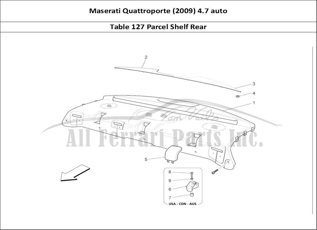 Ferrari Parts Maserati QTP. (2009) 4.7 auto Page 127 Rear Parcel Shelf