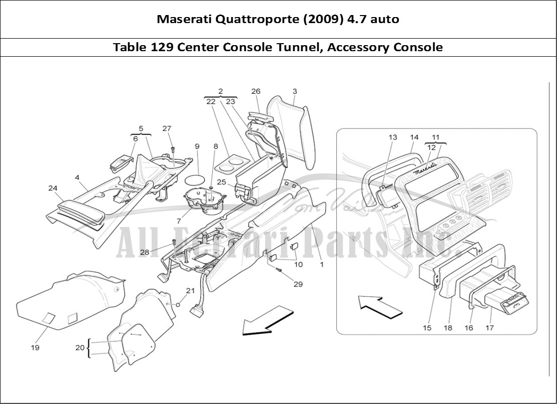 Ferrari Parts Maserati QTP. (2009) 4.7 auto Page 129 Accessory Console And Ce