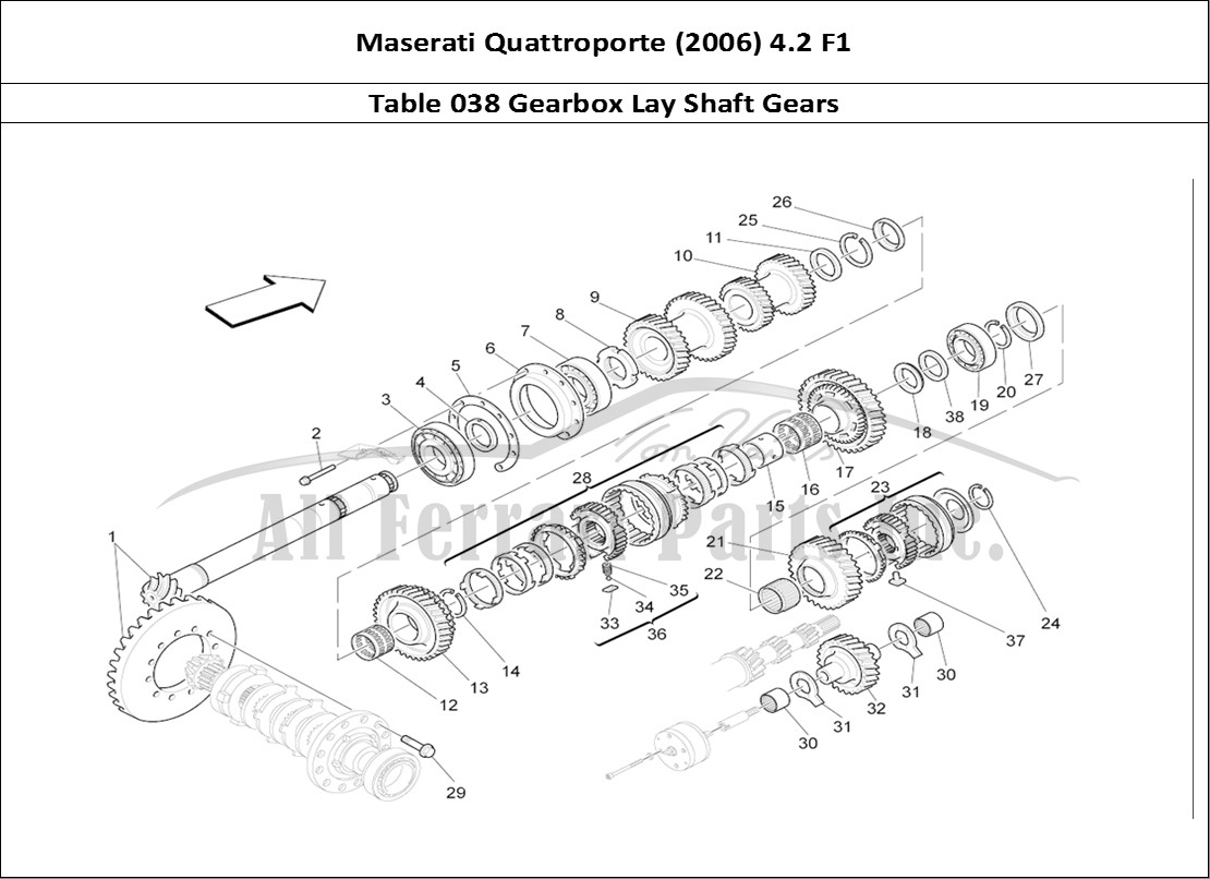 Ferrari Parts Maserati QTP. (2006) 4.2 F1 Page 038 Lay Shaft Gears
