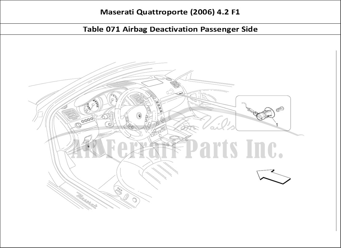 Ferrari Parts Maserati QTP. (2006) 4.2 F1 Page 071 Passenger's Airbag-deact