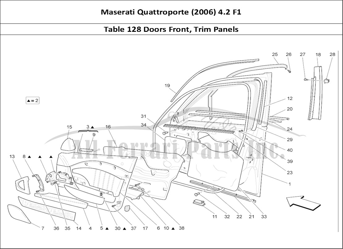 Ferrari Parts Maserati QTP. (2006) 4.2 F1 Page 128 Front Doors: Trim Panels