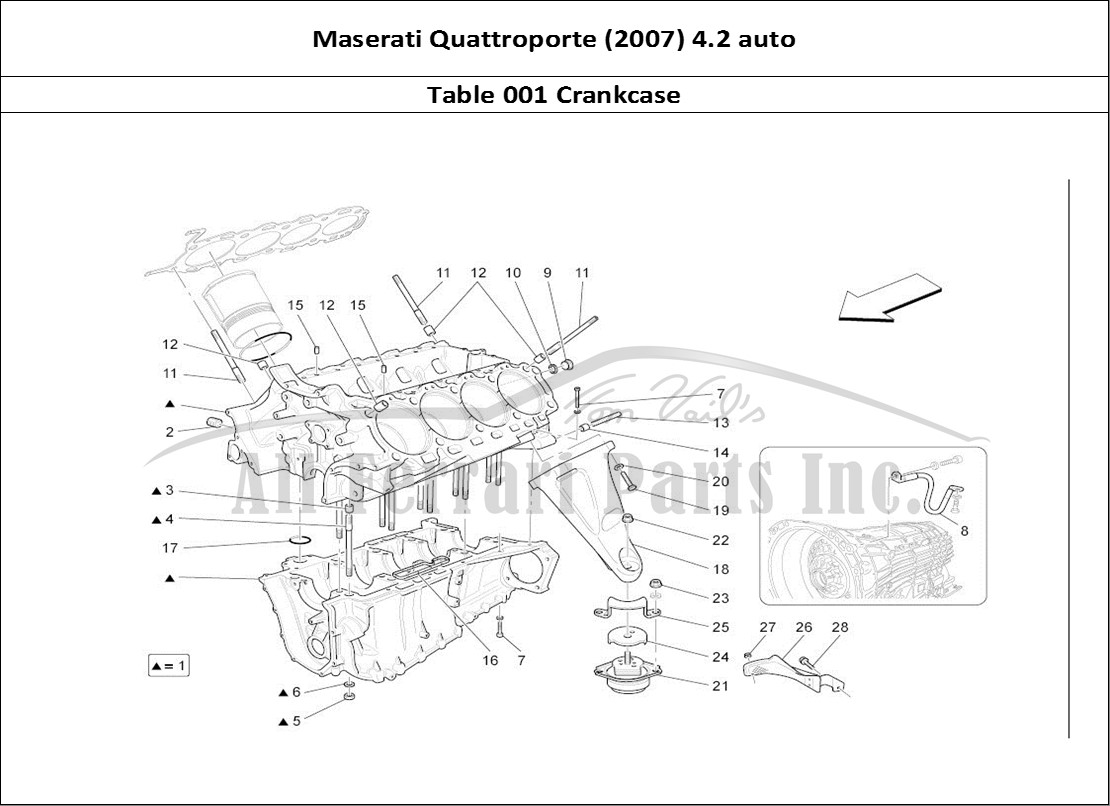 Ferrari Parts Maserati QTP. (2007) 4.2 auto Page 001 Crankcase