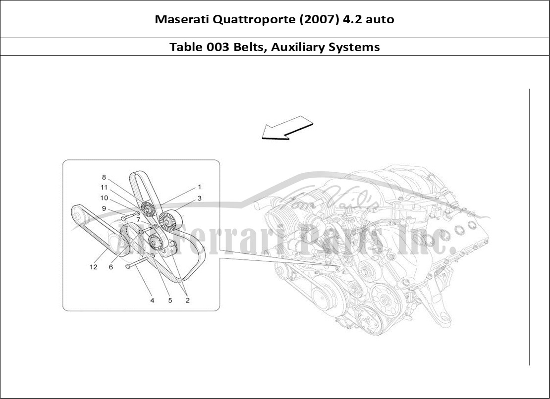 Ferrari Parts Maserati QTP. (2007) 4.2 auto Page 003 Auxiliary Device Belts