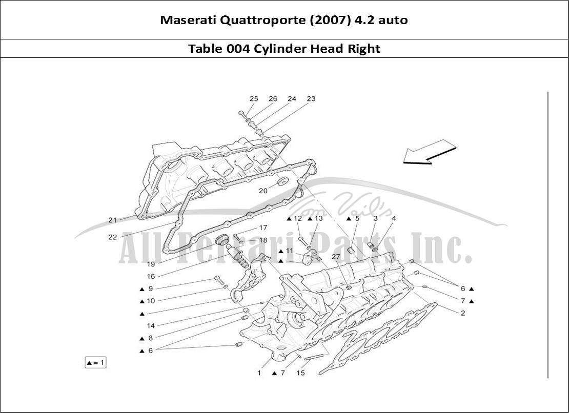 Ferrari Parts Maserati QTP. (2007) 4.2 auto Page 004 Rh Cylinder Head