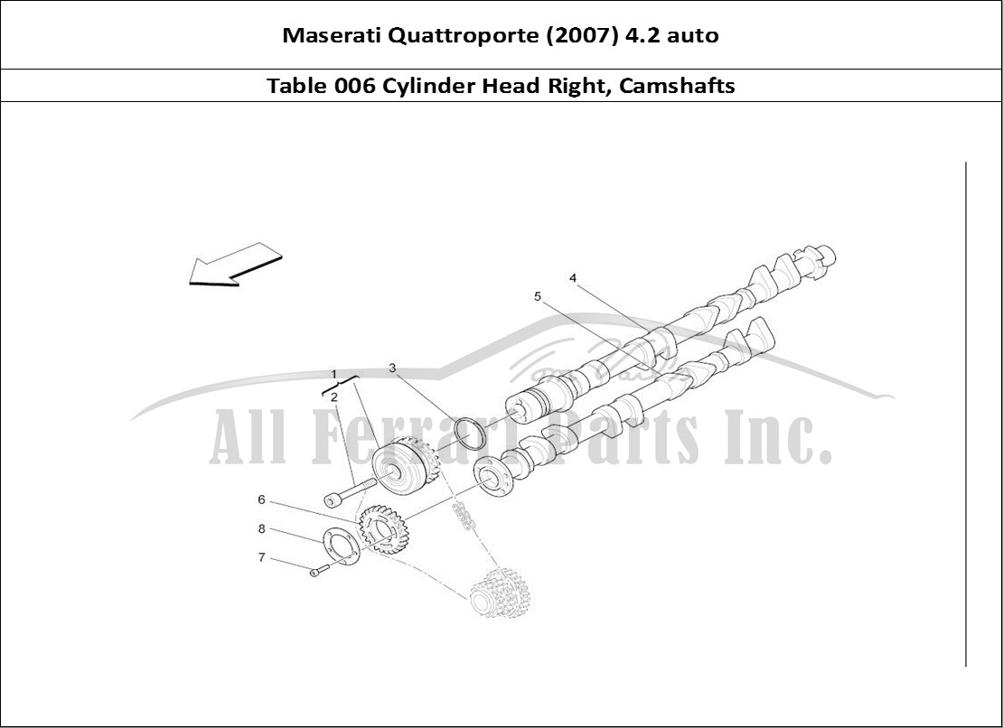 Ferrari Parts Maserati QTP. (2007) 4.2 auto Page 006 Rh Cylinder Head Camshaft