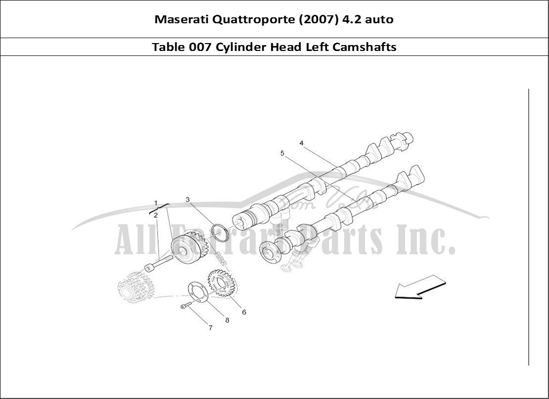 Ferrari Parts Maserati QTP. (2007) 4.2 auto Page 007 Lh Cylinder Head Camshaft
