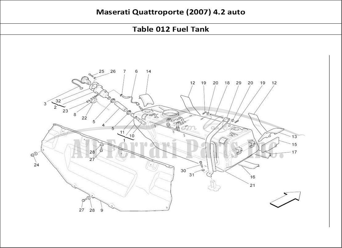 Ferrari Parts Maserati QTP. (2007) 4.2 auto Page 012 Fuel Tank