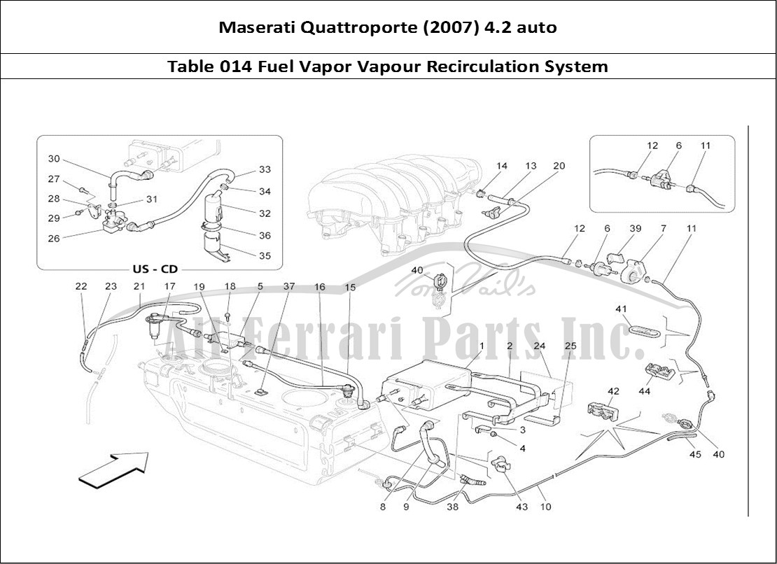 Ferrari Parts Maserati QTP. (2007) 4.2 auto Page 014 Fuel Vapour Recirculation