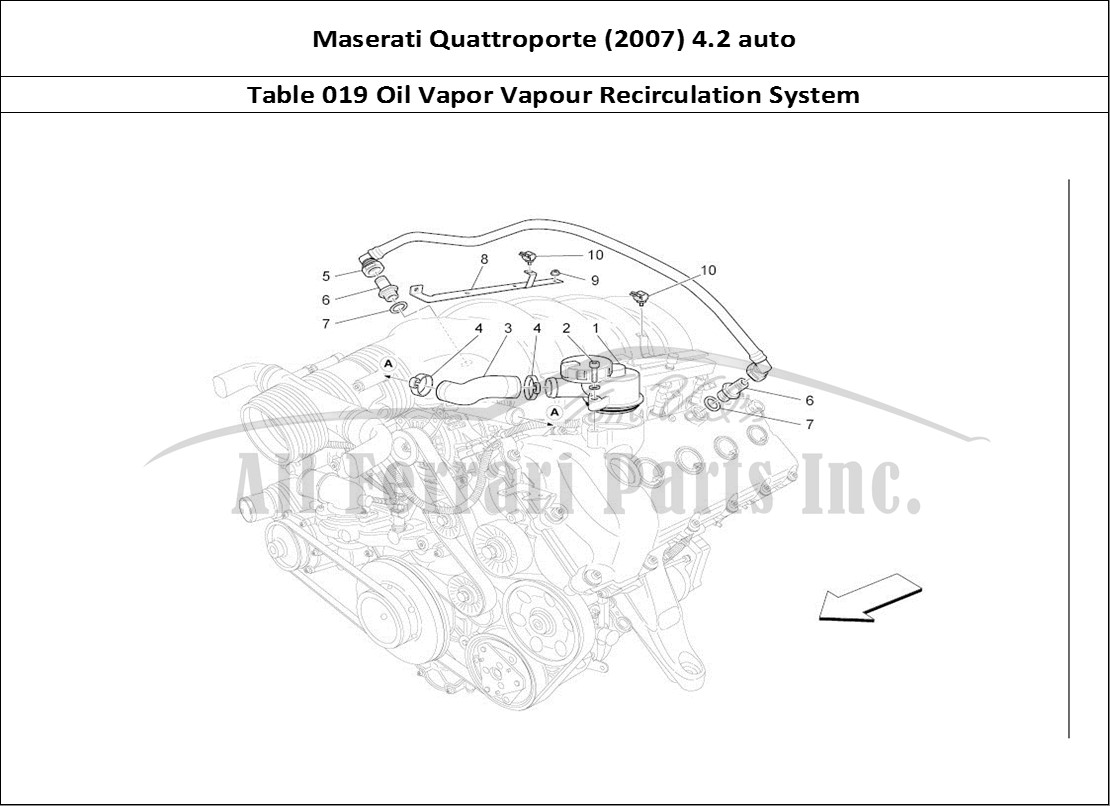 Ferrari Parts Maserati QTP. (2007) 4.2 auto Page 019 Oil Vapour Recirculation