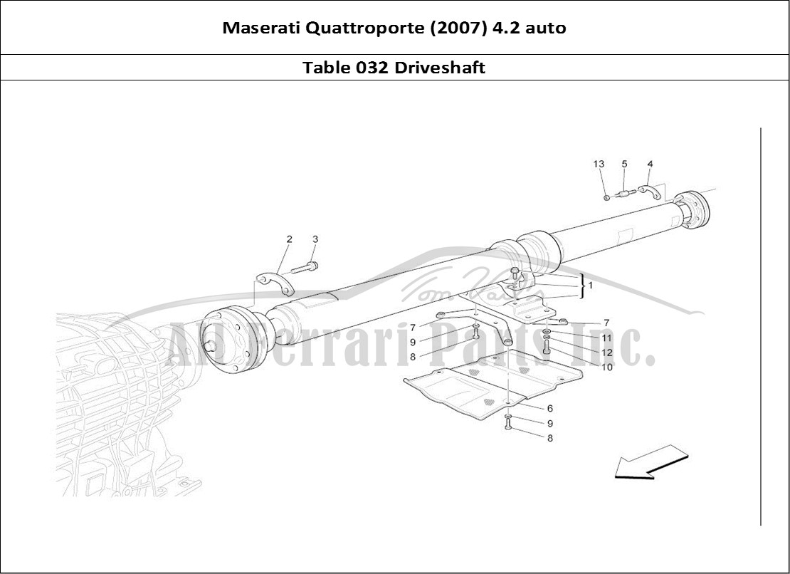 Ferrari Parts Maserati QTP. (2007) 4.2 auto Page 032 Transmission Pipe