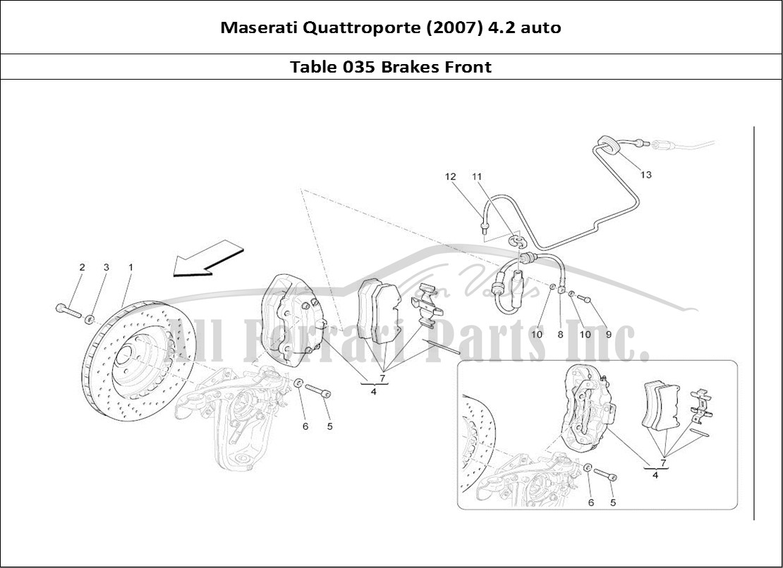 Ferrari Parts Maserati QTP. (2007) 4.2 auto Page 035 Braking Devices On Front