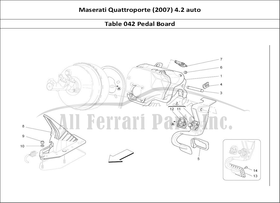 Ferrari Parts Maserati QTP. (2007) 4.2 auto Page 042 Complete Pedal Board Unit