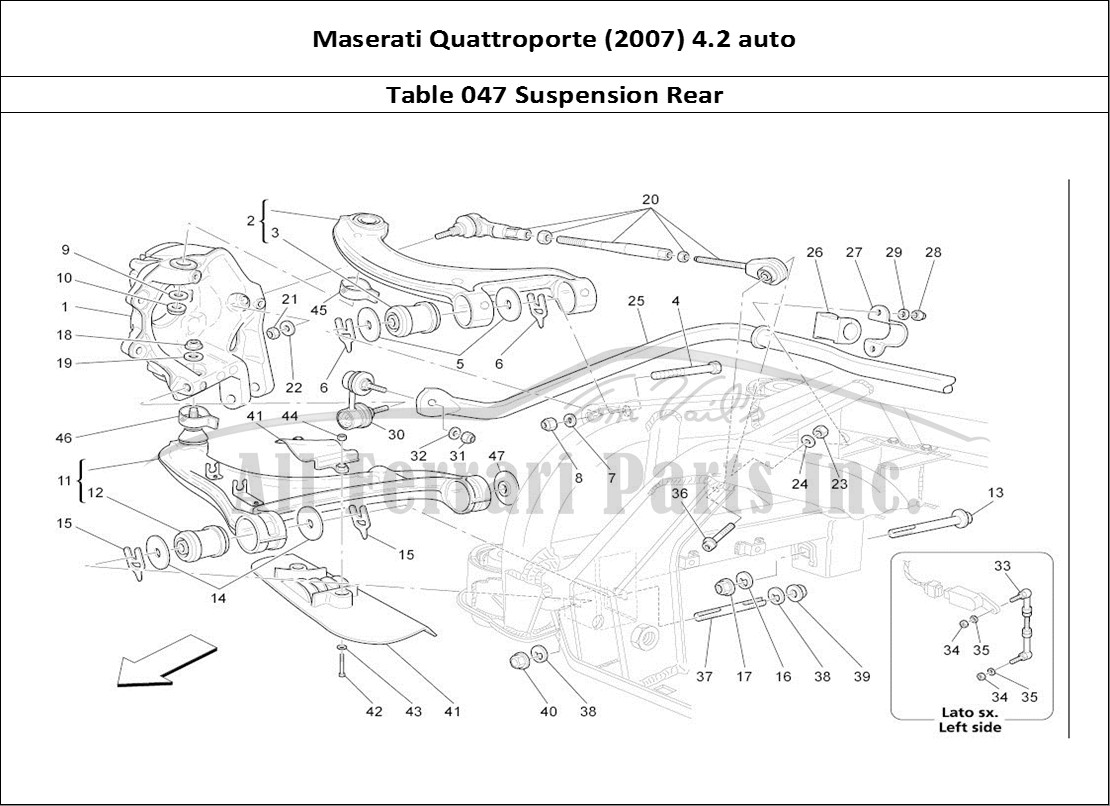 Ferrari Parts Maserati QTP. (2007) 4.2 auto Page 047 Rear Suspension