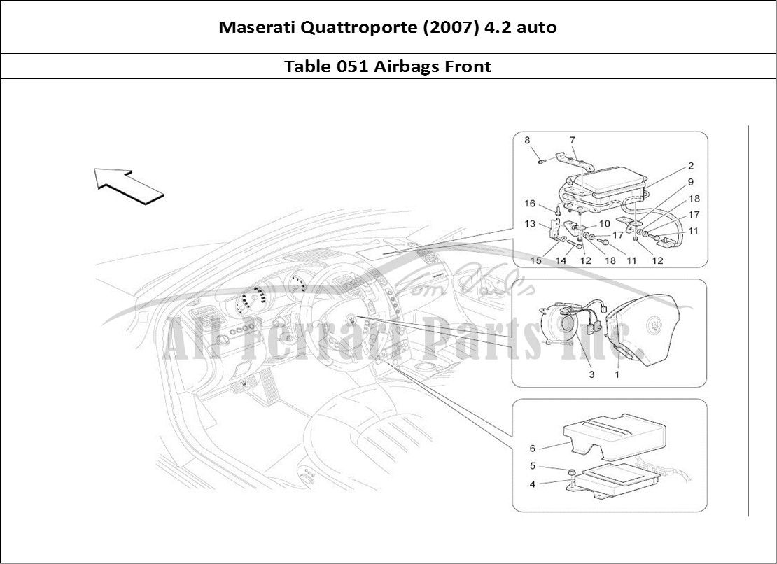 Ferrari Parts Maserati QTP. (2007) 4.2 auto Page 051 Front Airbag System