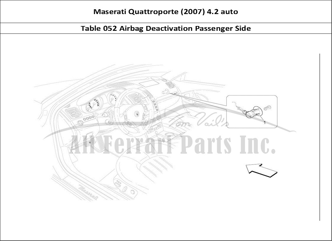 Ferrari Parts Maserati QTP. (2007) 4.2 auto Page 052 Passenger's Airbag-deacti