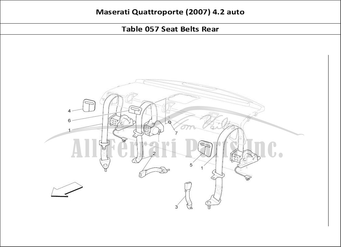 Ferrari Parts Maserati QTP. (2007) 4.2 auto Page 057 Rear Seat Belts