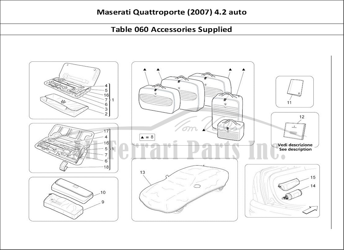 Ferrari Parts Maserati QTP. (2007) 4.2 auto Page 060 Accessories Provided