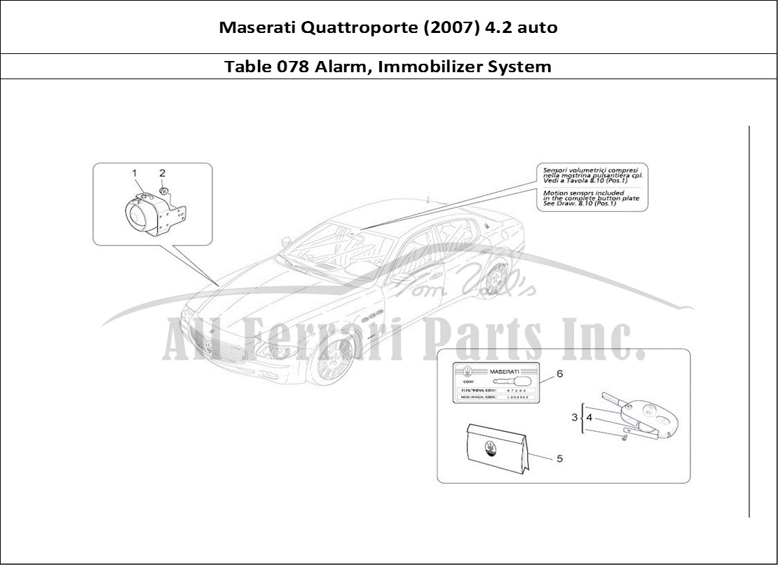 Ferrari Parts Maserati QTP. (2007) 4.2 auto Page 078 Alarm And Immobilizer Sys