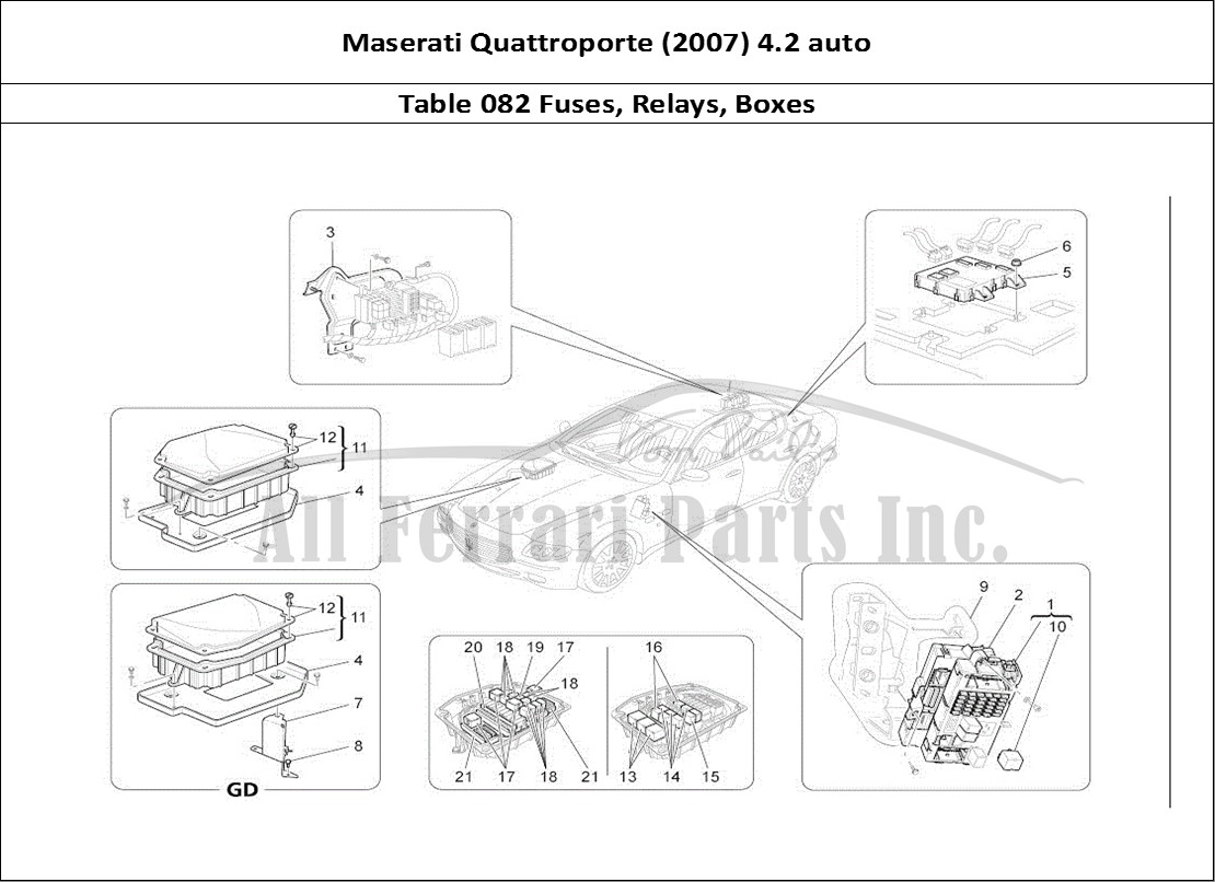 Ferrari Parts Maserati QTP. (2007) 4.2 auto Page 082 Relays, Fuses And Boxes