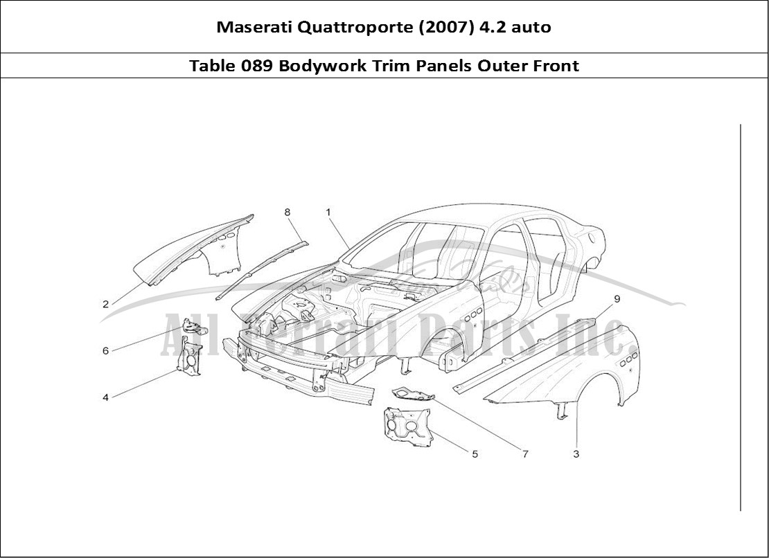 Ferrari Parts Maserati QTP. (2007) 4.2 auto Page 089 Bodywork And Front Outer