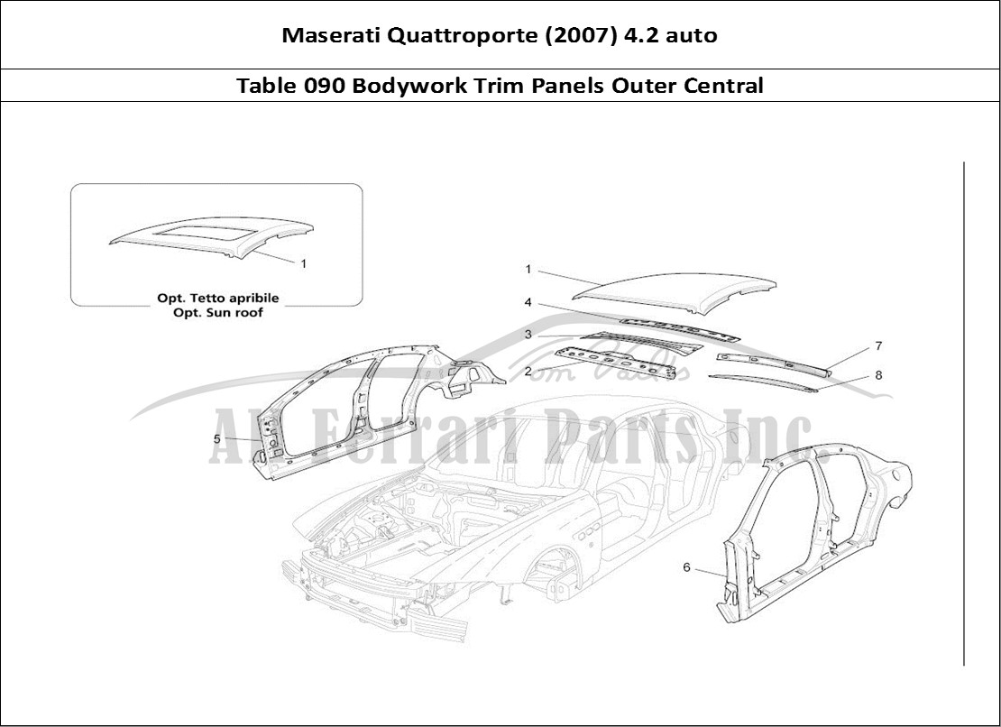 Ferrari Parts Maserati QTP. (2007) 4.2 auto Page 090 Bodywork And Central Oute