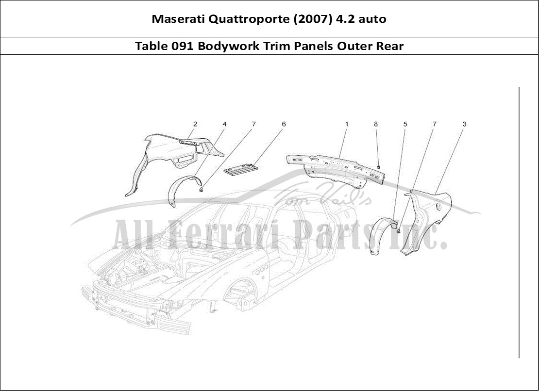 Ferrari Parts Maserati QTP. (2007) 4.2 auto Page 091 Bodywork And Rear Outer T