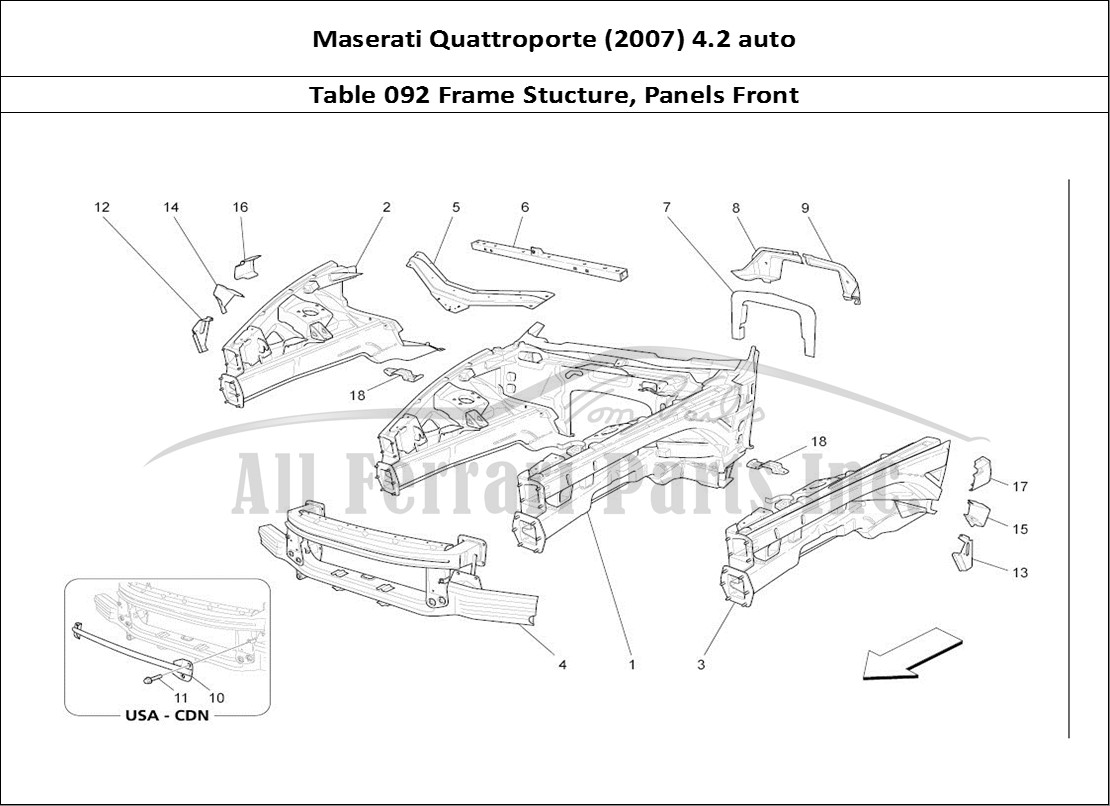 Ferrari Parts Maserati QTP. (2007) 4.2 auto Page 092 Front Structural Frames A