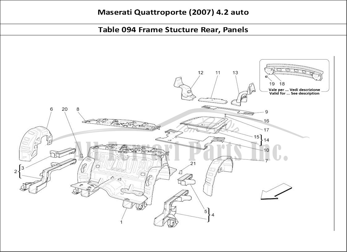 Ferrari Parts Maserati QTP. (2007) 4.2 auto Page 094 Rear Structural Frames An