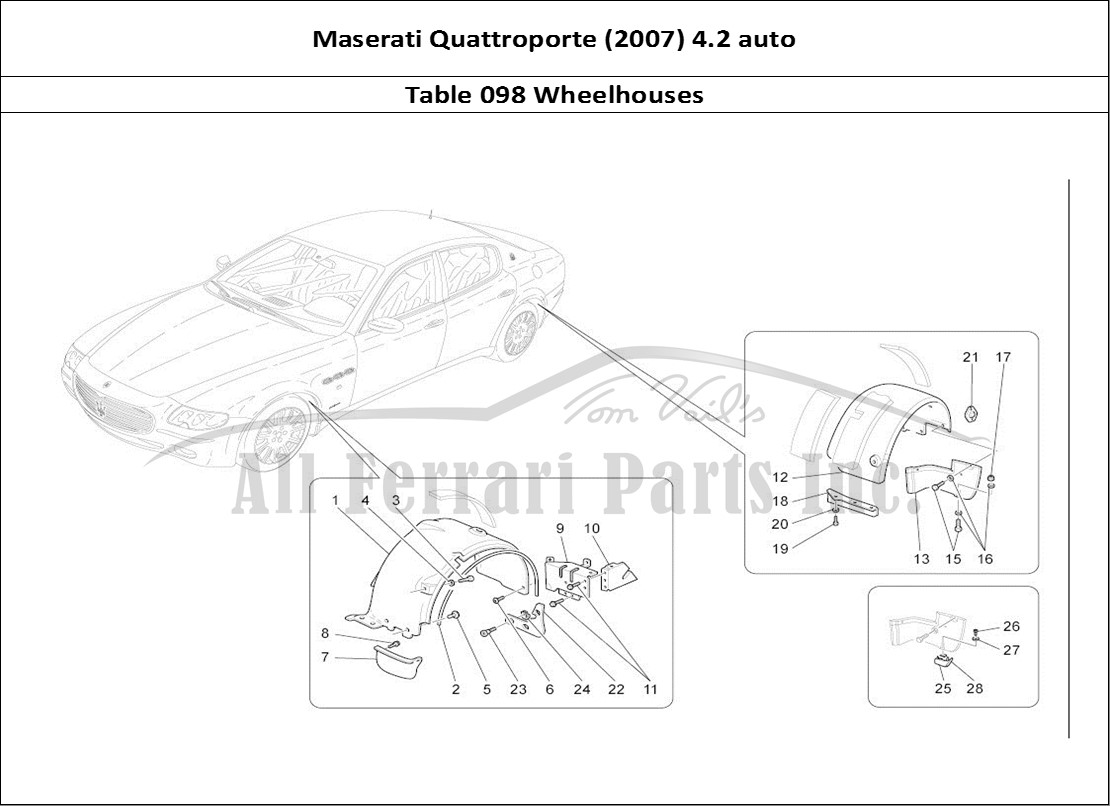 Ferrari Parts Maserati QTP. (2007) 4.2 auto Page 098 Wheelhouse And Lids