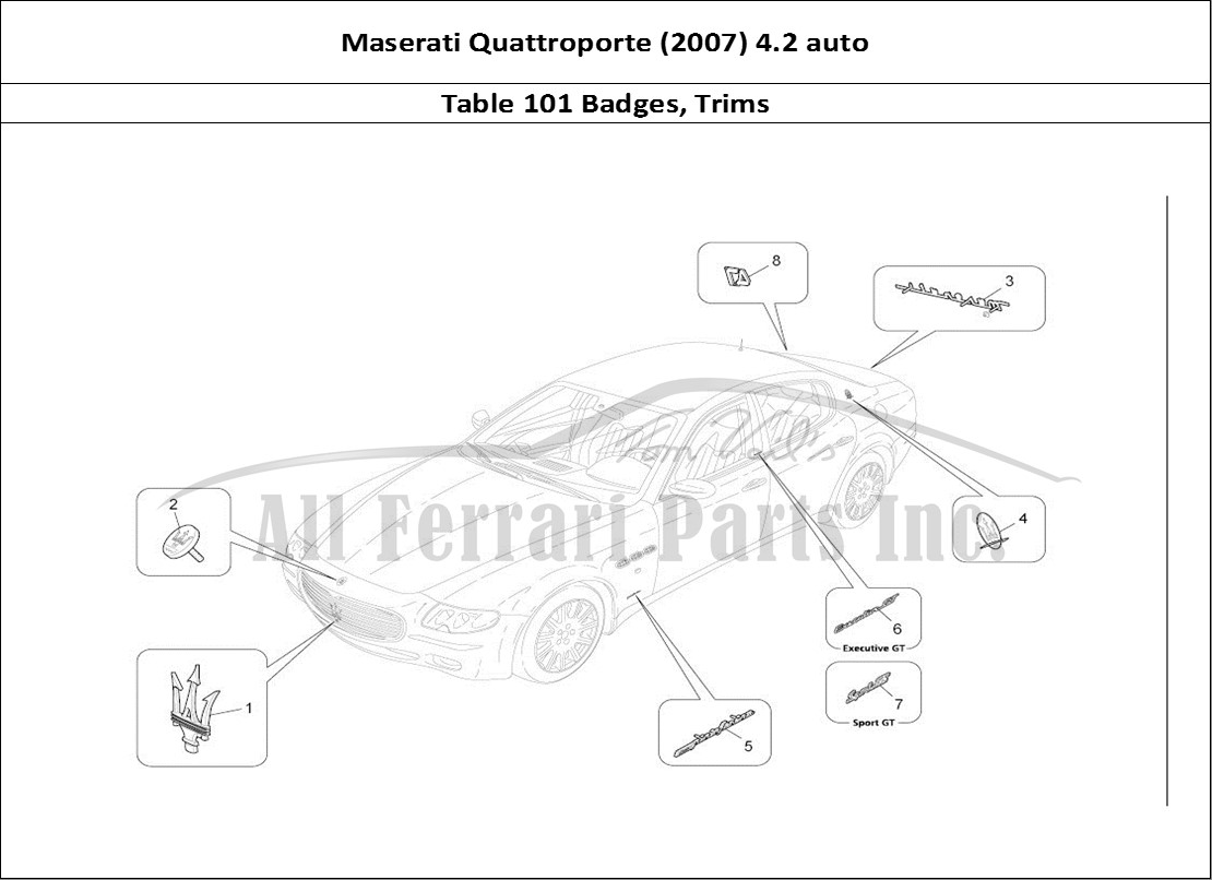 Ferrari Parts Maserati QTP. (2007) 4.2 auto Page 101 Trims, Brands And Symbols