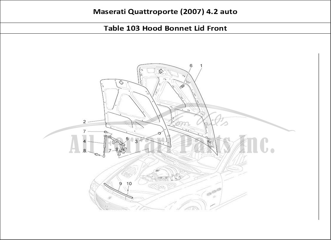 Ferrari Parts Maserati QTP. (2007) 4.2 auto Page 103 Front Lid