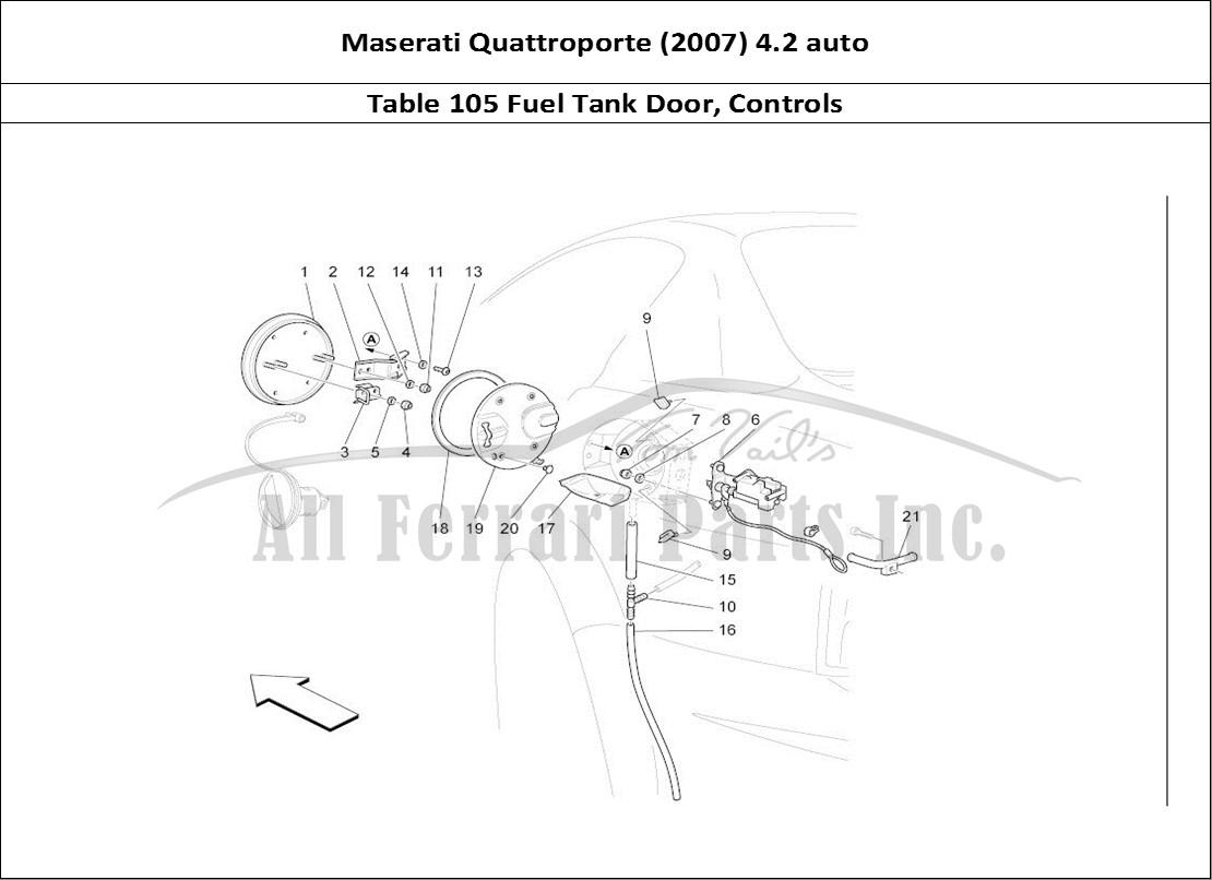 Ferrari Parts Maserati QTP. (2007) 4.2 auto Page 105 Fuel Tank Door And Contro