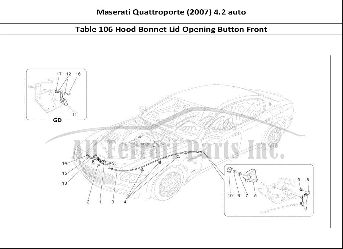 Ferrari Parts Maserati QTP. (2007) 4.2 auto Page 106 Front Lid Opening Button